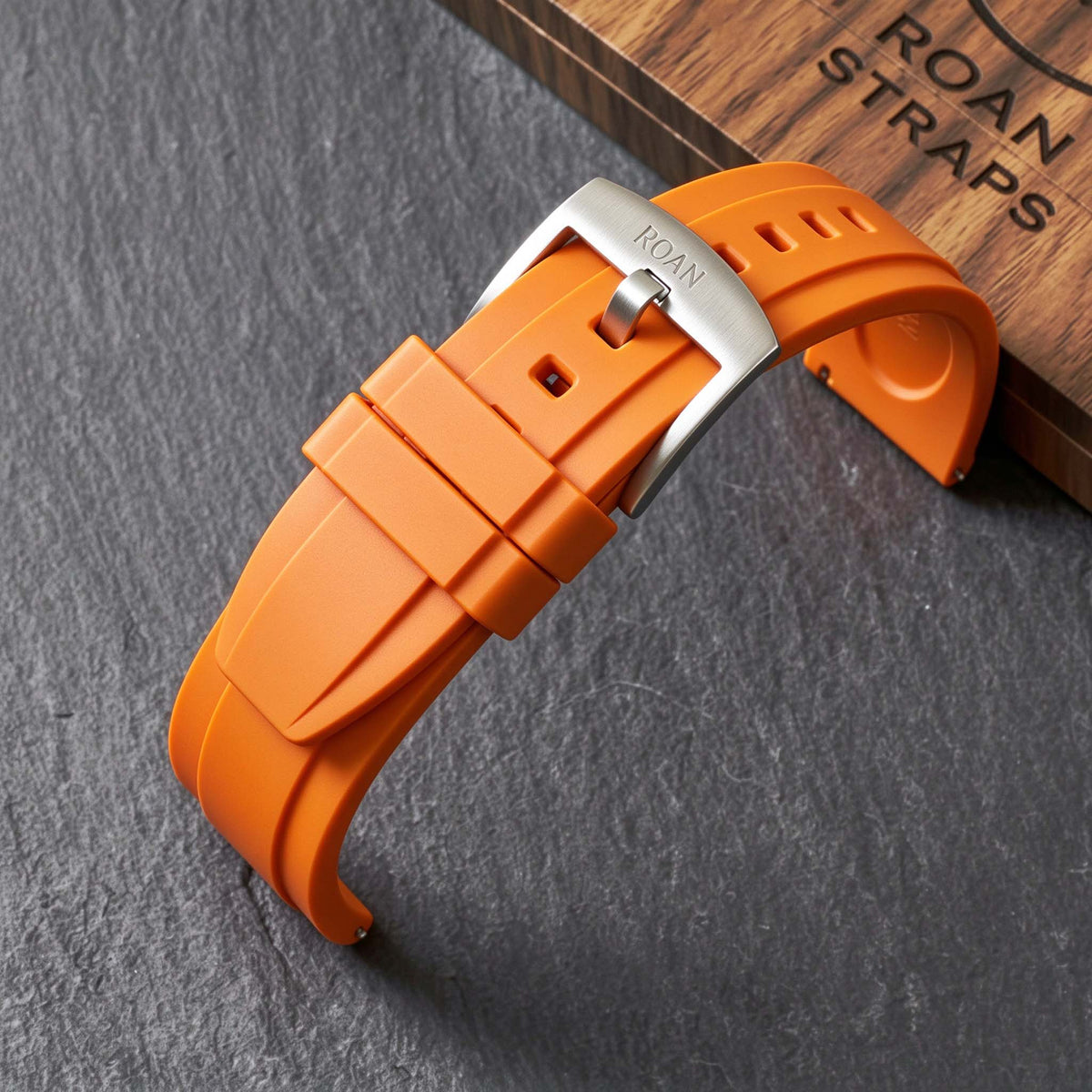 ROAN STRAPS | Pro-Vent Aerospace-Grade FKM Rubber Watch Band - Signal Solar Orange (20mm, 22mm)