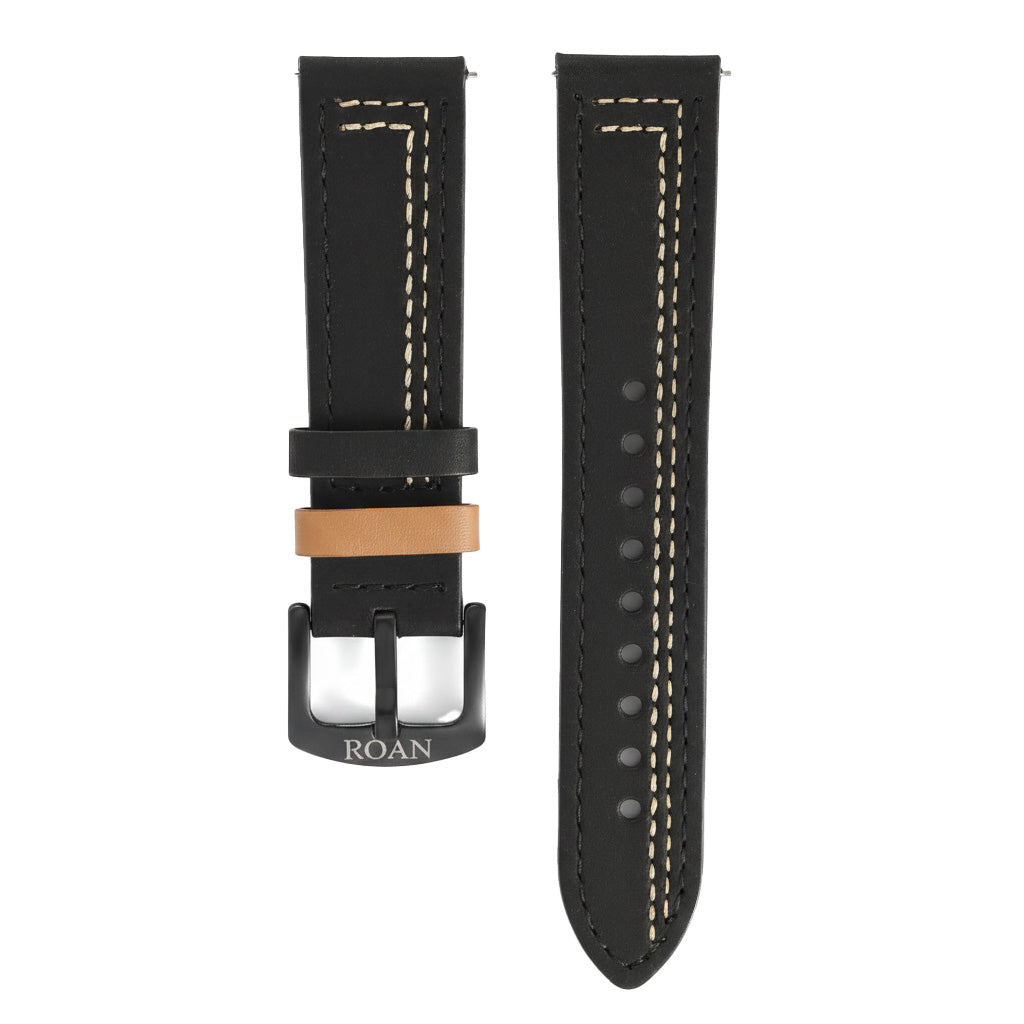 ROAN Straps  |  Genuine Leather Watch Strap - Vintage Dark Brown with Yellow Contrast Stitching(18mm 19mm 20mm 21mm 22mm 24mm)