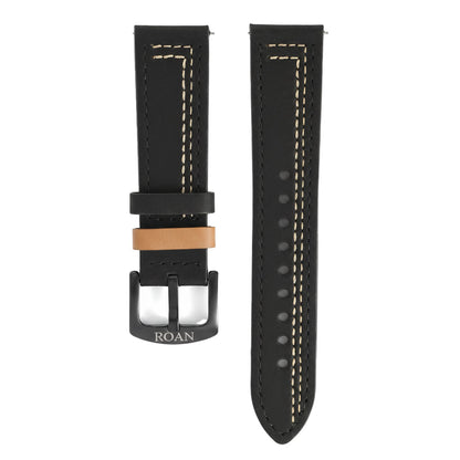 ROAN Straps  |  Genuine Leather Watch Strap - Vintage Dark Brown with Yellow Contrast Stitching(18mm 19mm 20mm 21mm 22mm 24mm)