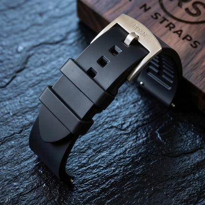 ROAN Straps | Blaues FMK Fluorkautschukarmband - Das klassische quadratische Lochdesign - Wasserdichtes und schweißbeständiges Fluorkautschuk-Uhrenarmband (19mm 20mm 21mm 22mm 23mm 24mm)