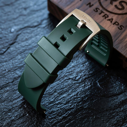 ROAN Straps | Schwarzes FMK Fluorkautschukarmband - Das klassische quadratische Lochdesign - Wasserdichtes und schweißbeständiges Fluorkautschuk-Uhrenarmband (19mm 20mm 21mm 22mm 23mm 24mm)