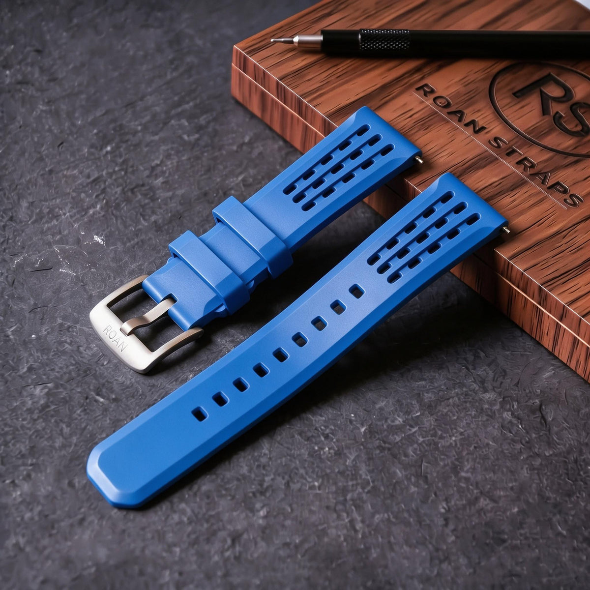 ROAN STRAPS | Pro-Vent Aerospace-Grade FKM Rubber Watch Strap - Ultra-Soft & Breathable - Light Blue (20mm, 22mm)