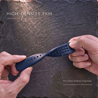ROAN STRAPS | Pro-Vent Aerospace-Grade FKM Rubber Watch Strap - Ultra-Soft & Breathable - Deep Navy Blue (20mm, 22mm)