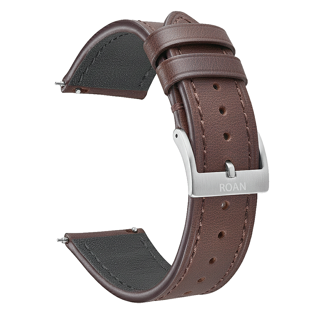ROAN Straps | Blue Italian Leather Watch Strap with Silver Pin Buckle - Handmade Artisanal Watch Band (20mm 22mm 24mm)