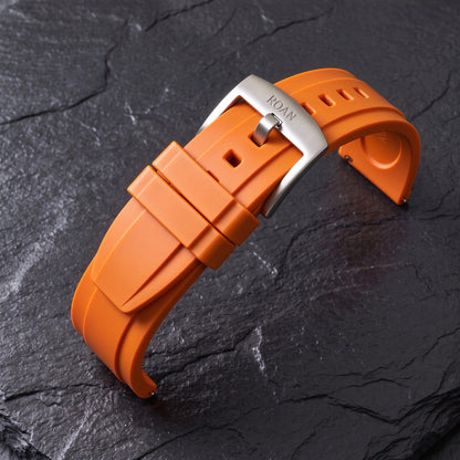 ROAN STRAPS | "Pro-Vent" Solar Orange High-Density FKM Rubber Watch Band with Pure Titanium Buckle