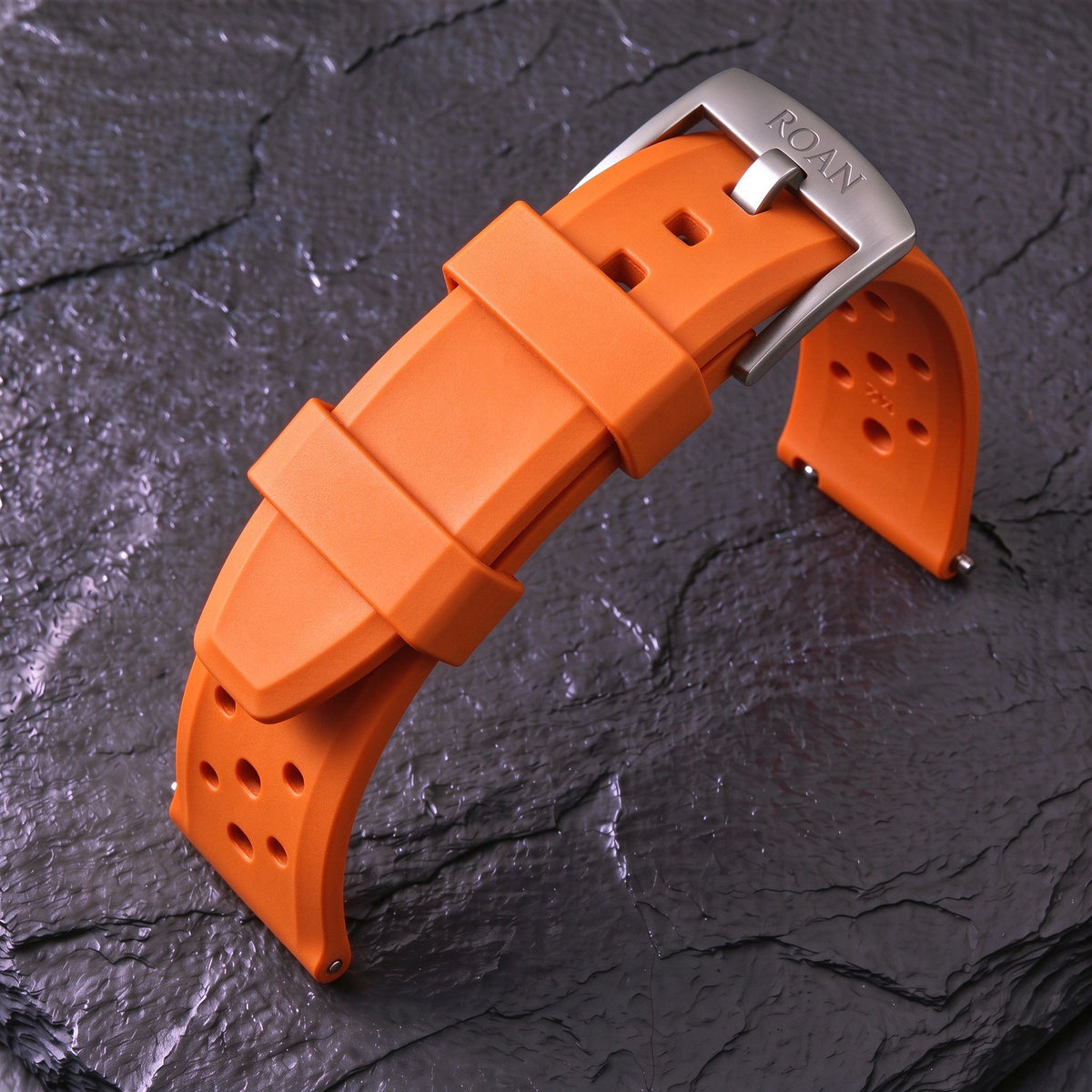 ROAN STRAPS | "Forest Expedition" Jungle Green High-Density FKM Rubber Watch Band with Liquid Silver Pure Titanium Buckle