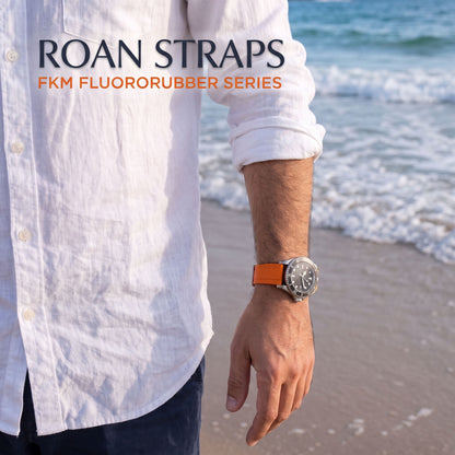 ROAN STRAPS | "Pro-Vent" Solar Orange High-Density FKM Rubber Watch Band with Pure Titanium Buckle