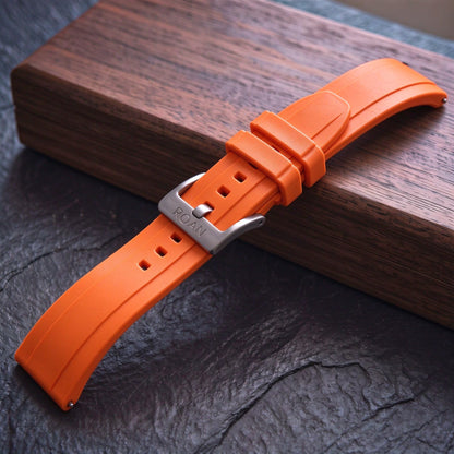 ROAN STRAPS | "Pro-Vent" Solar Orange High-Density FKM Rubber Watch Band with Pure Titanium Buckle