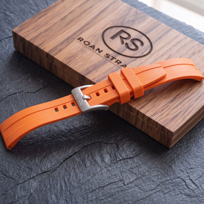 ROANSTRAPS AeroTrack - Signal Orange FKM Rubber Watch Band with Pure Titanium Buckle (20mm/22mm/24mm)