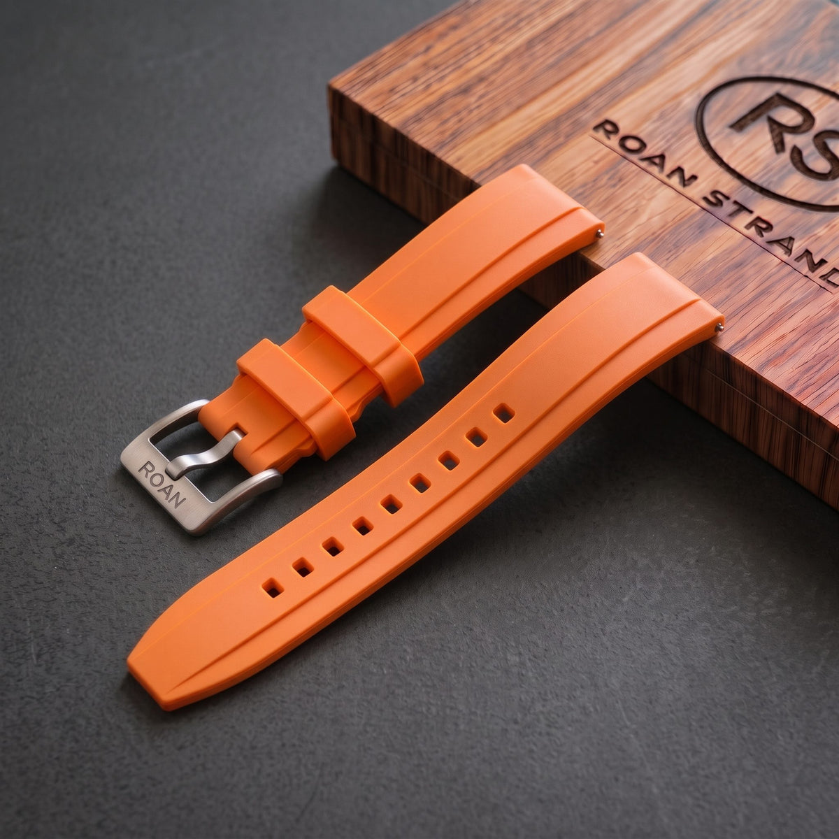 ROAN STRAPS | "Pro-Vent" Solar Orange High-Density FKM Rubber Watch Band with Pure Titanium Buckle