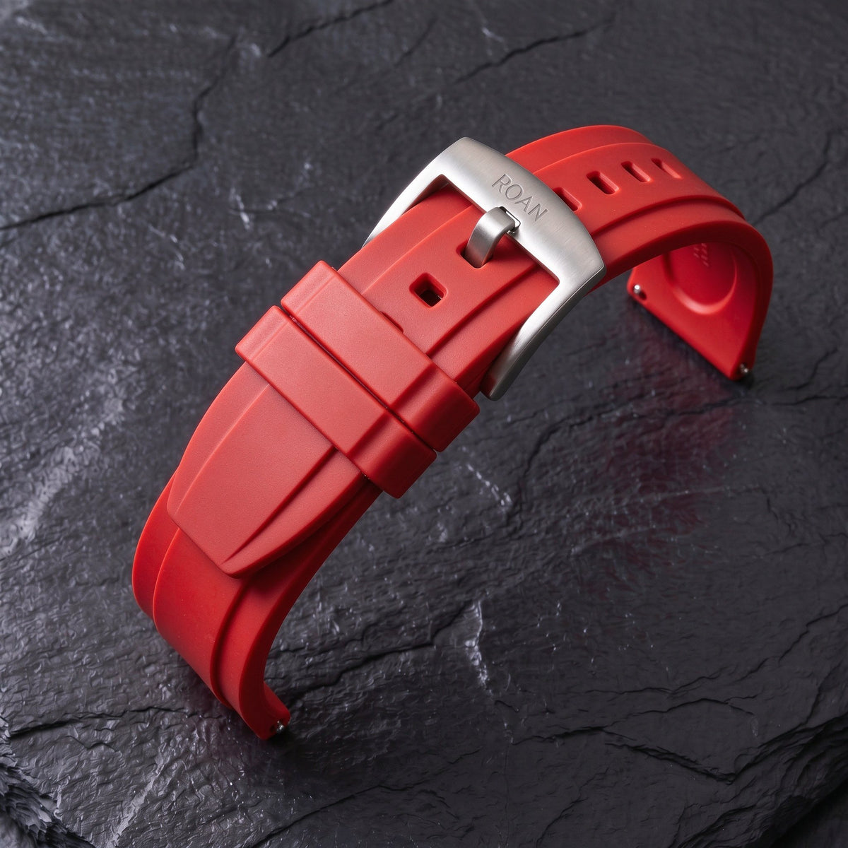 ROAN STRAPS | "Pro-Vent" Solar Orange High-Density FKM Rubber Watch Band with Pure Titanium Buckle