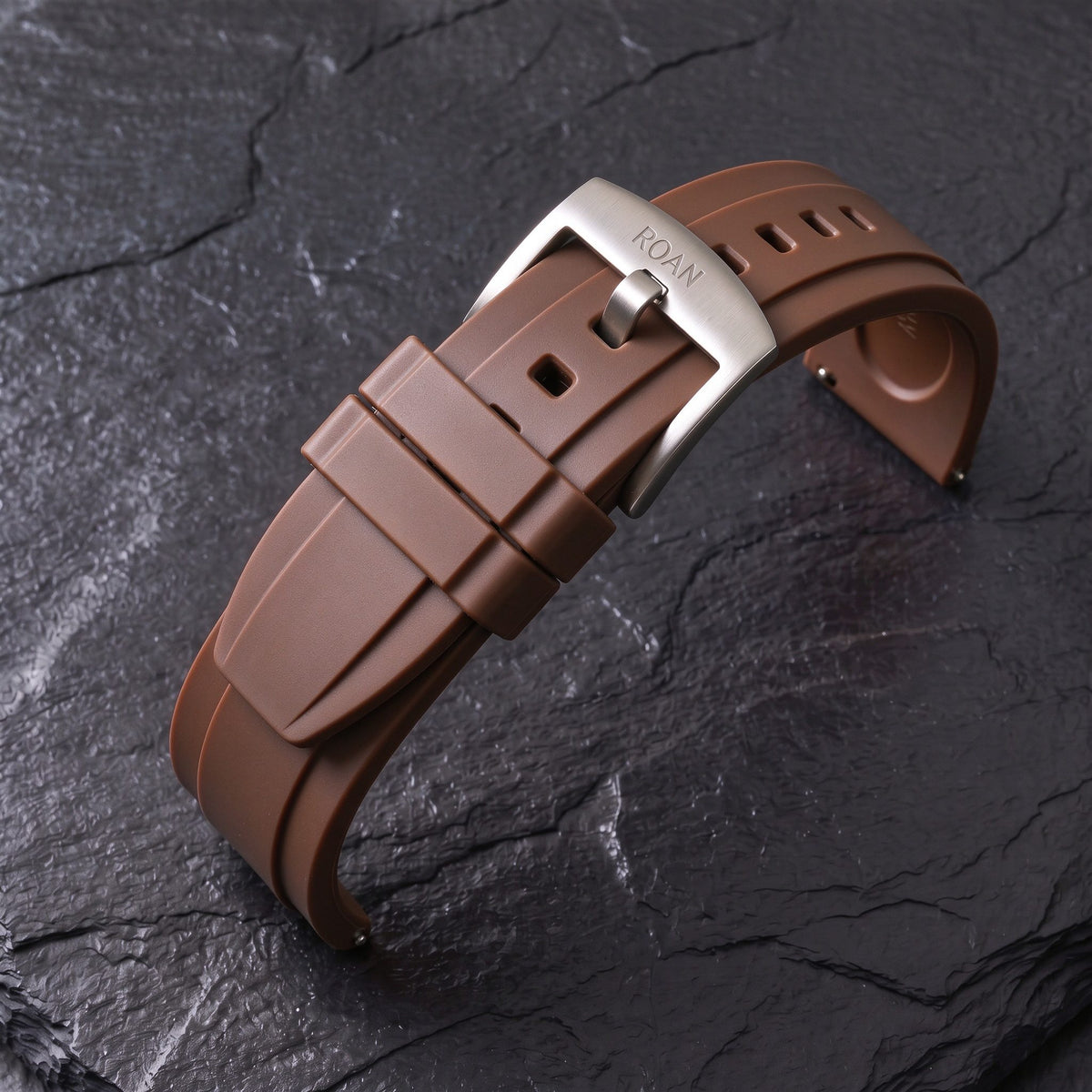 ROAN STRAPS | "Pro-Vent" Solar Orange High-Density FKM Rubber Watch Band with Pure Titanium Buckle