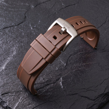 ROAN STRAPS | "Pro-Vent" Solar Orange High-Density FKM Rubber Watch Band with Pure Titanium Buckle