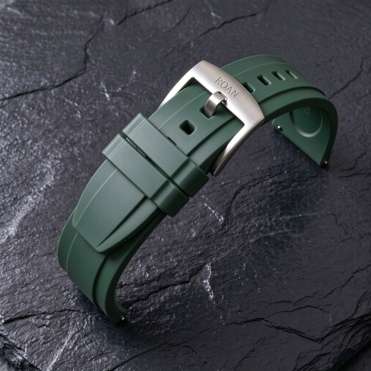 ROAN STRAPS | "Pro-Vent" Solar Orange High-Density FKM Rubber Watch Band with Pure Titanium Buckle