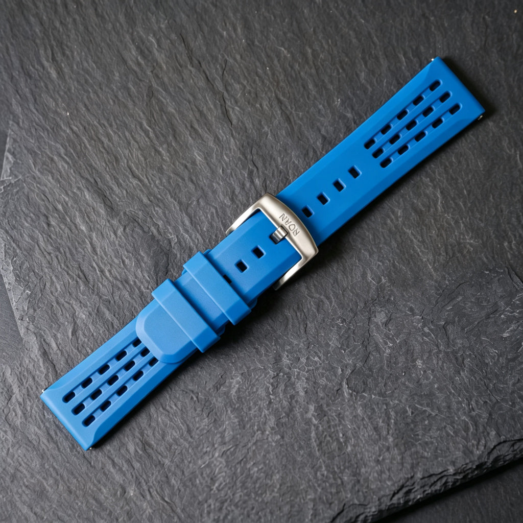 ROAN STRAPS | Pro-Vent Aerospace-Grade FKM Rubber Watch Strap - Ultra-Soft & Breathable - Light Blue (20mm, 22mm)