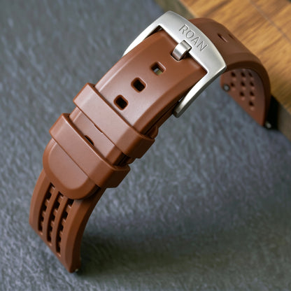 ROAN STRAPS | Pro-Vent Aerospace-Grade FKM Rubber Watch Band - Ultra-Soft & Breathable - Stealth Matte Black (20mm, 22mm)