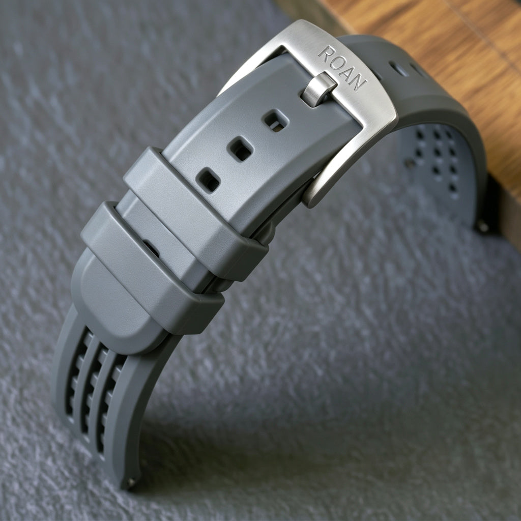 ROAN STRAPS | Pro-Vent Aerospace-Grade FKM Rubber Watch Strap - Ultra-Soft & Breathable - Light Blue (20mm, 22mm)
