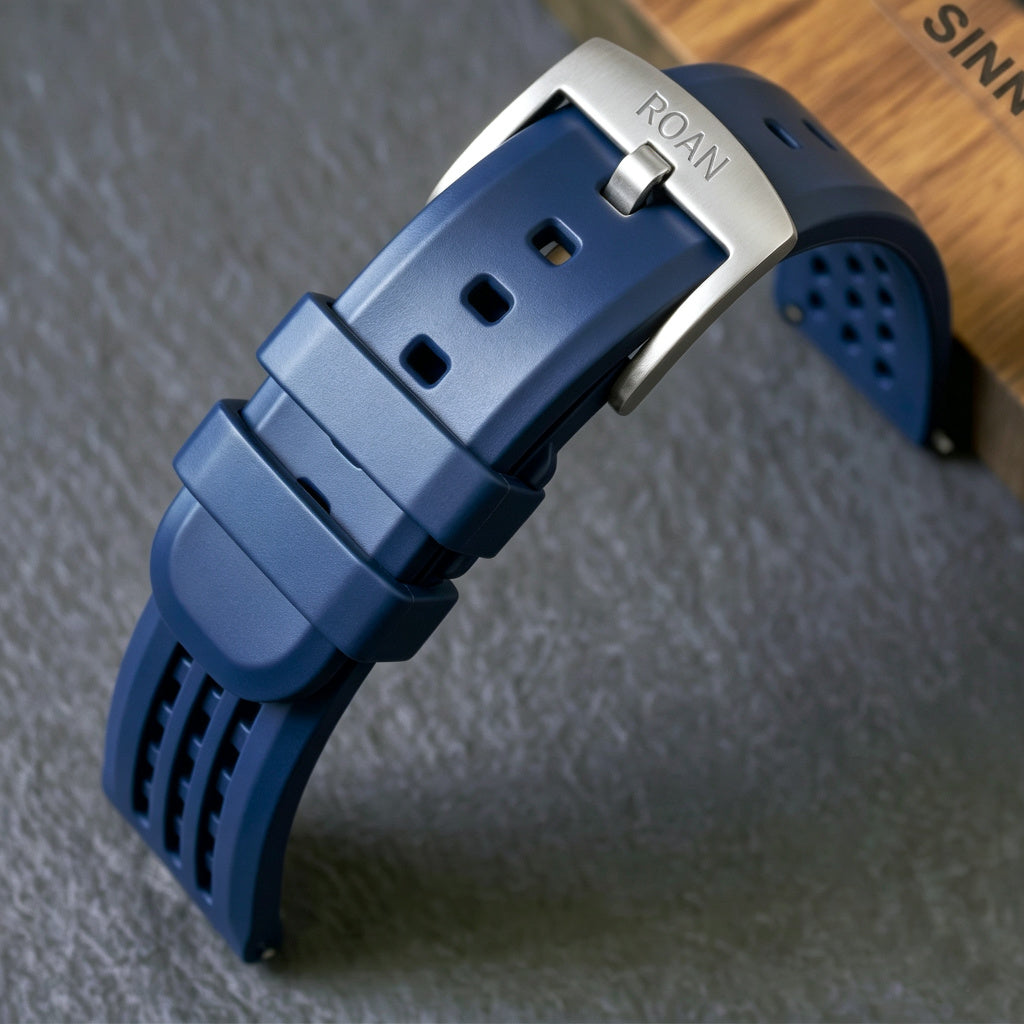 ROAN STRAPS | Pro-Vent Aerospace-Grade FKM Rubber Watch Strap - Ultra-Soft & Breathable - Light Blue (20mm, 22mm)