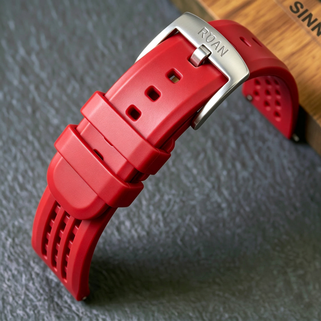 ROAN STRAPS | Pro-Vent Aerospace-Grade FKM Rubber Watch Strap - Ultra-Soft & Breathable - Tactical Dark Olive (20mm, 22mm)