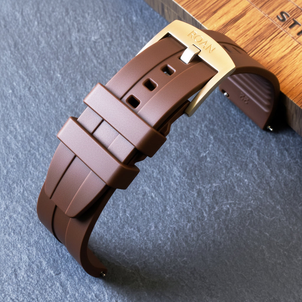 ROANSTRAPS | "Dual-Track Stealth" - Premium FKM Rubber Watch Strap, Grade 5 Titanium Hardware (Custom Engraving Included)