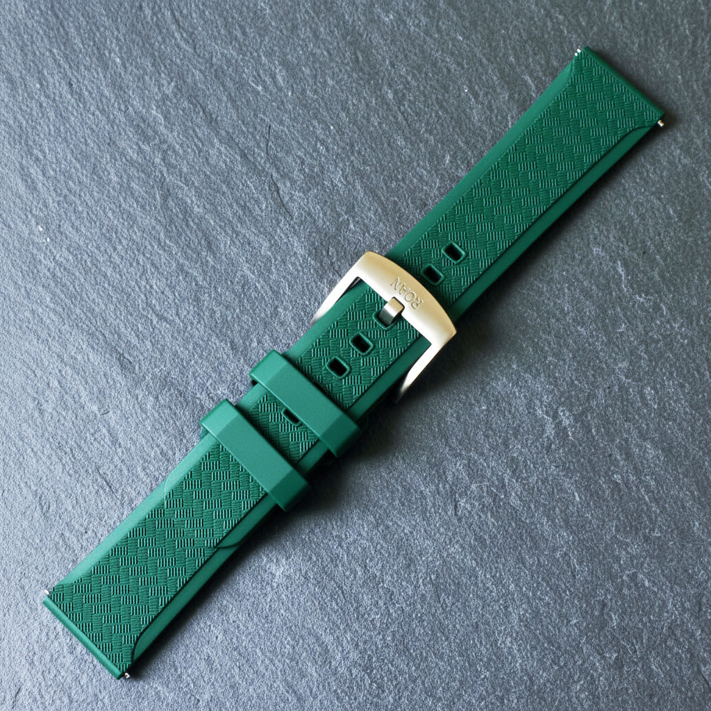 ROANSTRAPS | Forest Verdant Green FKM Rubber Strap - Aerospace-Grade Titanium Hardware & Bespoke Customization