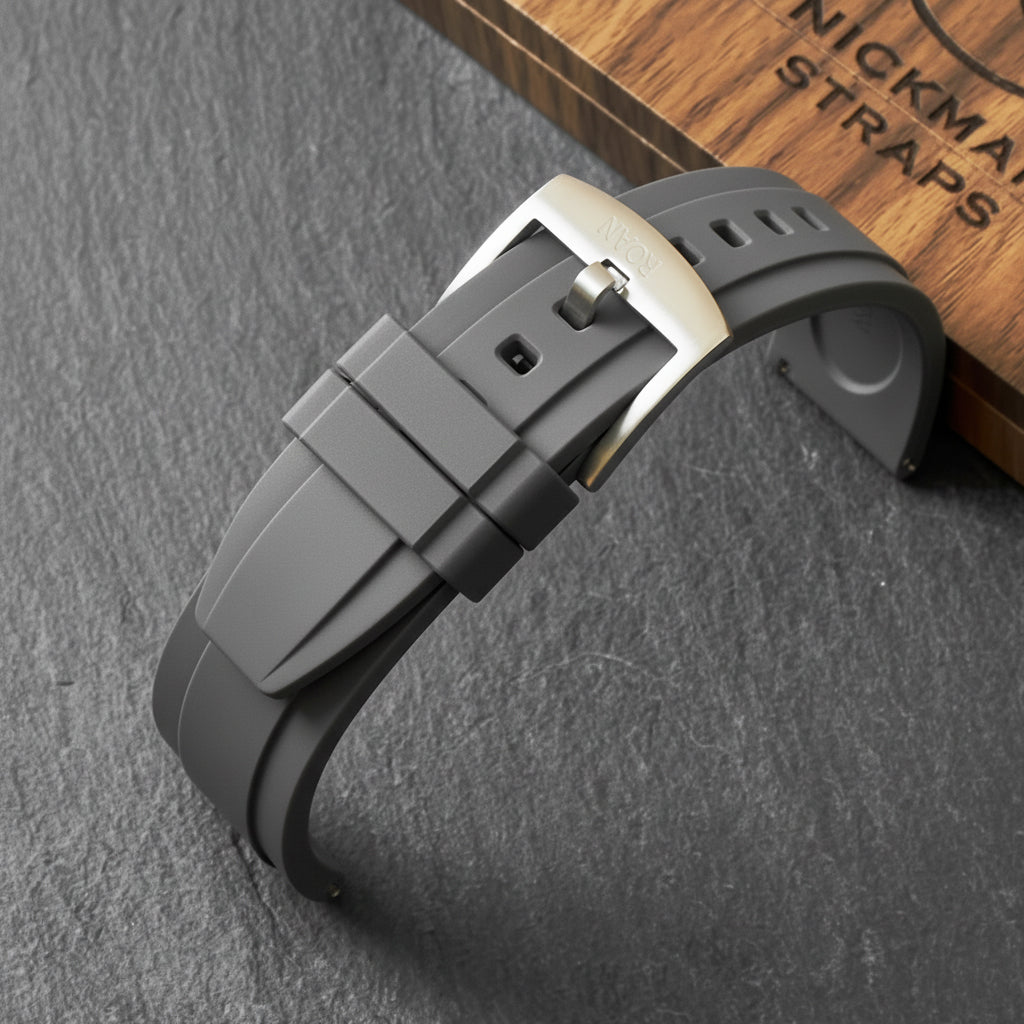 ROANSTRAPS | "Summit Slate" - Adventure-Ready FKM Rubber Watch Strap, Grade 5 Titanium Hardware (Custom Engraving Included)