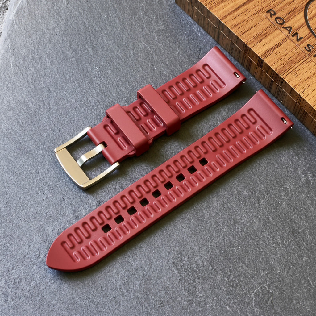 ROANSTRAPS | "Crimson" - Premium FKM Rubber Watch Strap, Grade 5 Titanium Hardware (Custom Engraving Included)