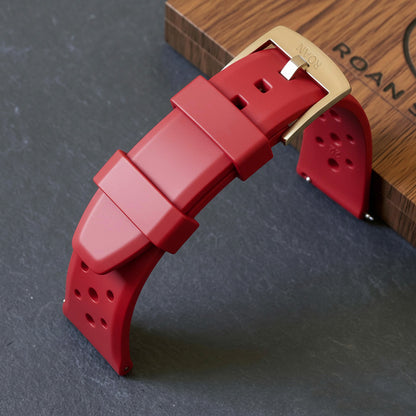 ROANSTRAPS | Racing Red - Aero-Vent Series | Premium FKM Rubber Watch Strap, Grade 5 Titanium Hardware