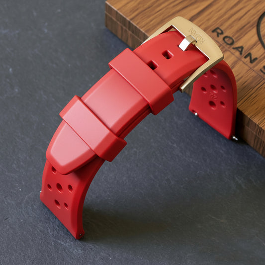 ROANSTRAPS | "Ignition Red" - Professional FKM Rubber Strap in Bold Scarlet, Solid Grade 5 Titanium Hardware (Custom Engraving)