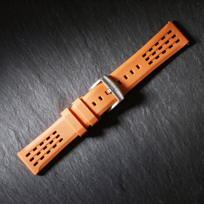 ROAN STRAPS | Pro-Vent Aerospace-Grade FKM Rubber Watch Band - Ultra-Soft & Breathable - Signal Solar Orange (20mm, 22mm)