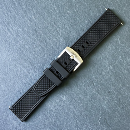 ROANSTRAPS | "Grid Stealth" - Premium FKM Rubber Watch Strap, Grade 5 Titanium Hardware (Custom Engraving Included)