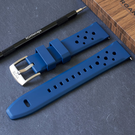 ROANSTRAPS | "Deep Ocean Horizon" - Premium FKM Rubber Watch Strap with Grade 5 Titanium Buckle (Custom Engraving)