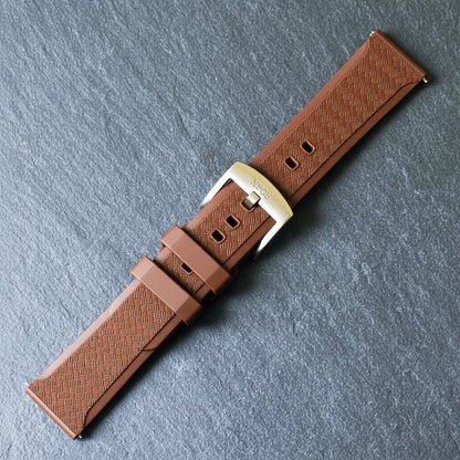 ROANSTRAPS | "Vintage Espresso" - Premium FKM Rubber Watch Strap, Solid Grade 5 Titanium Buckle (Custom Engraving)