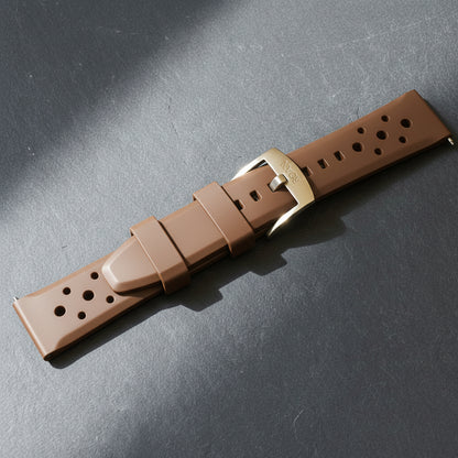 ROANSTRAPS | "Classic Mocha" - Professional FKM Rubber Strap in Rich Coffee, Solid Grade 5 Titanium Hardware (Custom Engraving)