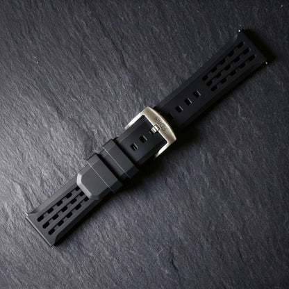 ROAN STRAPS | Pro-Vent Aerospace-Grade FKM Rubber Watch Band - Ultra-Soft & Breathable - Stealth Matte Black (20mm, 22mm)
