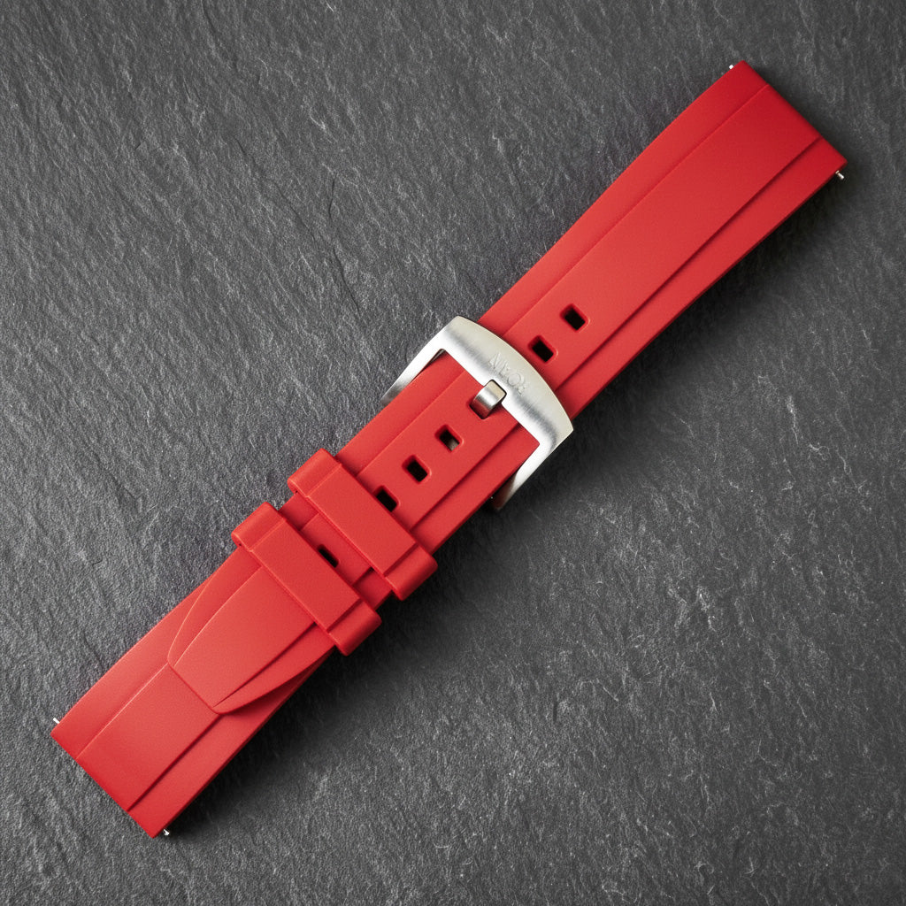 ROANSTRAPS | "Crimson Power" - Bold FKM Rubber Watch Strap, Grade 5 Titanium Hardware (Custom Engraving Included)