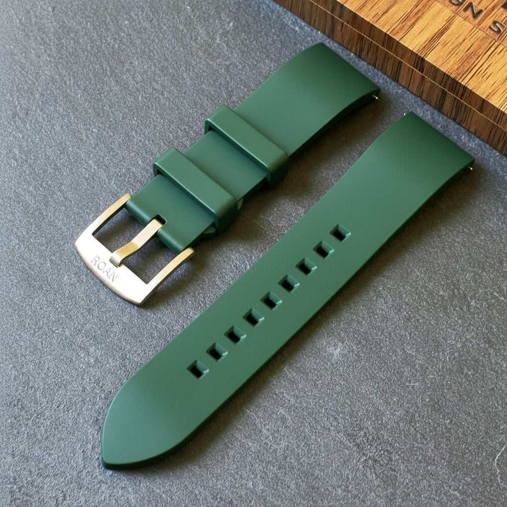 ROANSTRAPS | "Forest" - Premium FKM Rubber Watch Strap, Grade 5 Titanium Hardware (Custom Engraving Included)