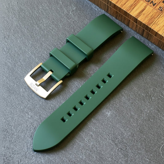 ROANSTRAPS | "Forest" - Premium FKM Rubber Watch Strap, Grade 5 Titanium Hardware (Custom Engraving Included)