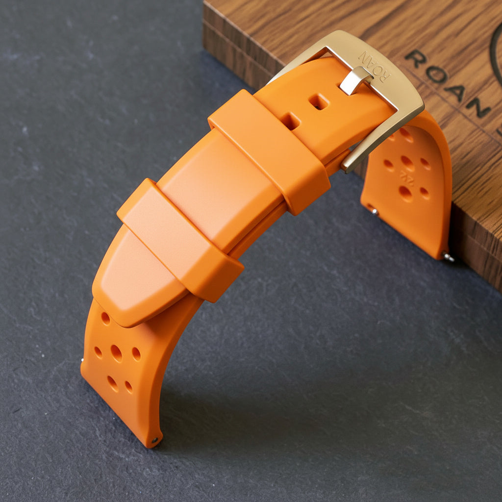 ROANSTRAPS | "Deep Ocean Horizon" - Premium FKM Rubber Watch Strap with Grade 5 Titanium Buckle (Custom Engraving)