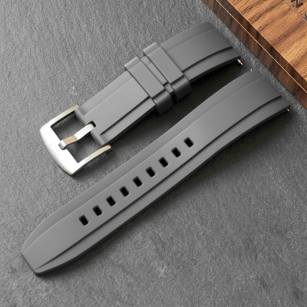 ROANSTRAPS | "Summit Slate" - Adventure-Ready FKM Rubber Watch Strap, Grade 5 Titanium Hardware (Custom Engraving Included)