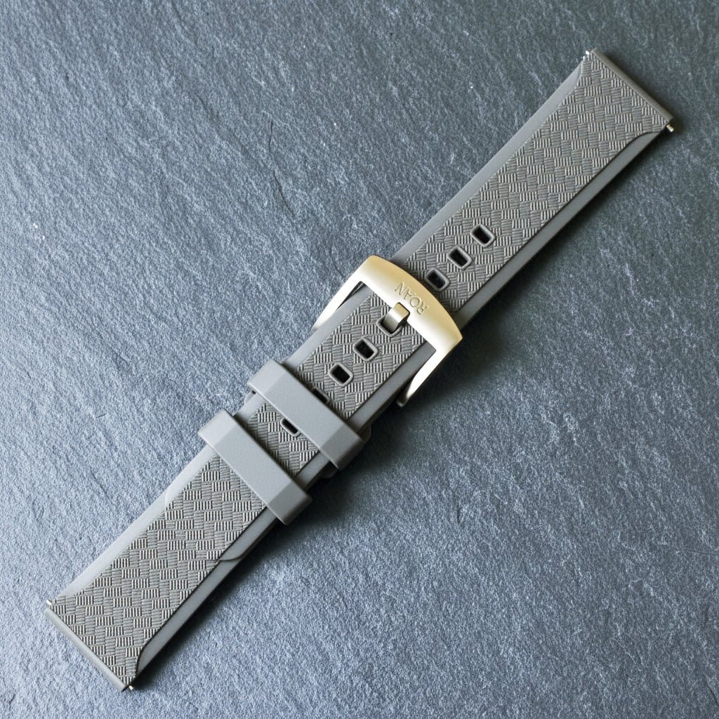 ROANSTRAPS | "Urban Graphite" - Premium FKM Rubber Watch Strap, Solid Grade 5 Titanium Buckle (Custom Engraving)