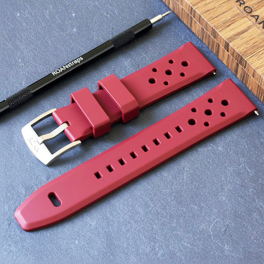 ROANSTRAPS | "Ignition Red" - Professional FKM Rubber Strap in Bold Scarlet, Solid Grade 5 Titanium Hardware (Custom Engraving)