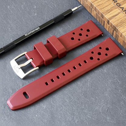 ROANSTRAPS | Racing Red - Aero-Vent Series | Premium FKM Rubber Watch Strap, Grade 5 Titanium Hardware