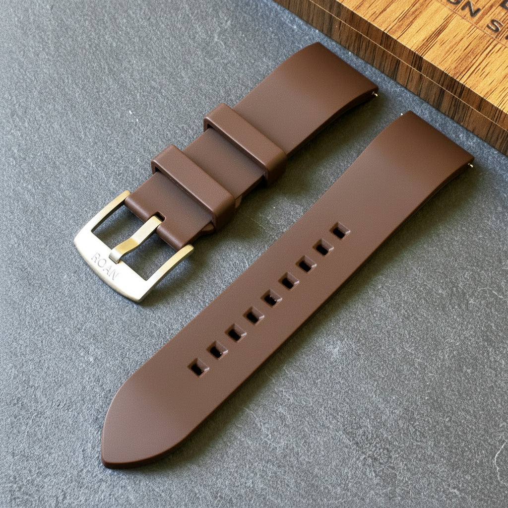 ROANSTRAPS | "Espresso" - Premium FKM Rubber Watch Strap, Grade 5 Titanium Hardware (Custom Engraving Included)