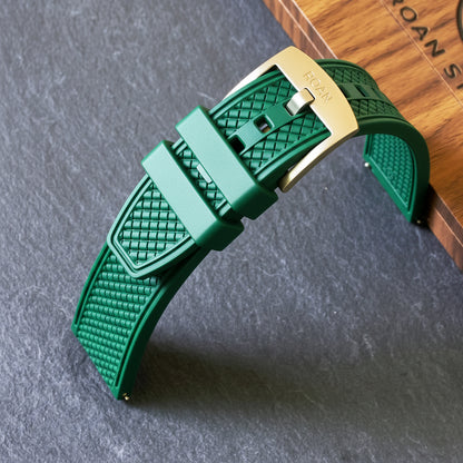 ROANSTRAPS | "Forest Grid" - Premium FKM Rubber Watch Strap, Grade 5 Titanium Hardware (Custom Engraving Included)