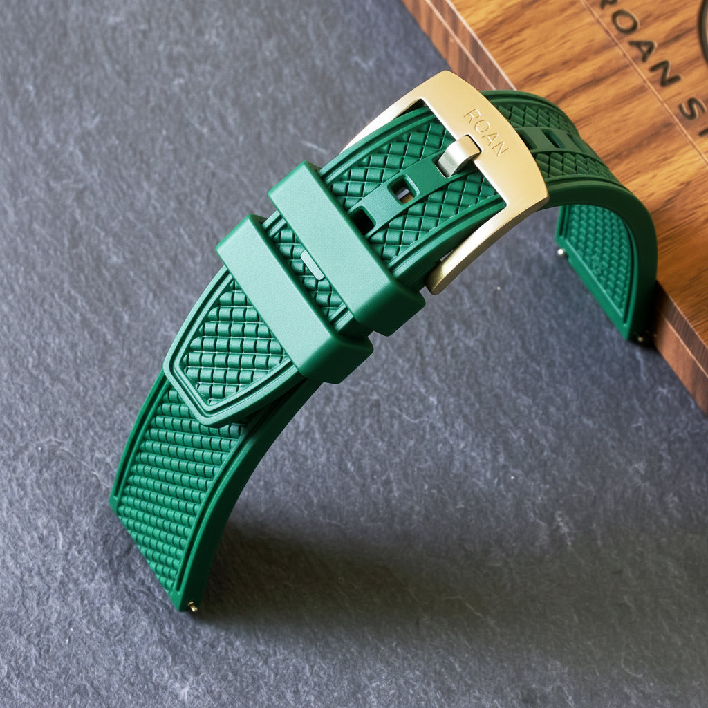 ROANSTRAPS | "Ignition Grid" - Premium FKM Rubber Watch Strap, Grade 5 Titanium Hardware (Custom Engraving Included)