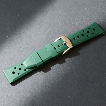 ROANSTRAPS | "Forest Expedition" - Premium FKM Rubber Watch Strap in Jungle Green, Grade 5 Titanium Buckle (Custom Engraving)