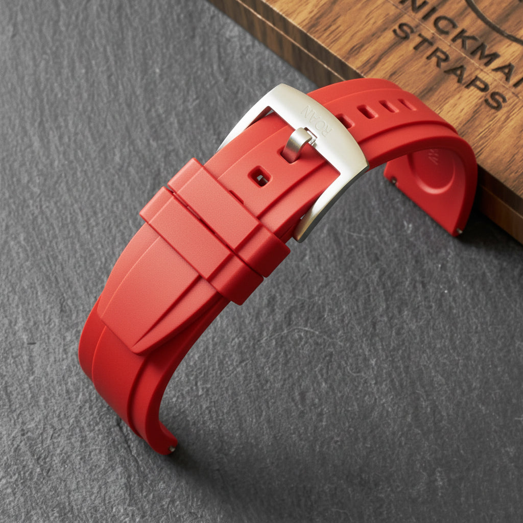 ROANSTRAPS | "Obsidian Stealth" - Premium FKM Rubber Watch Strap, Grade 5 Titanium Hardware (Custom Engraving Included)