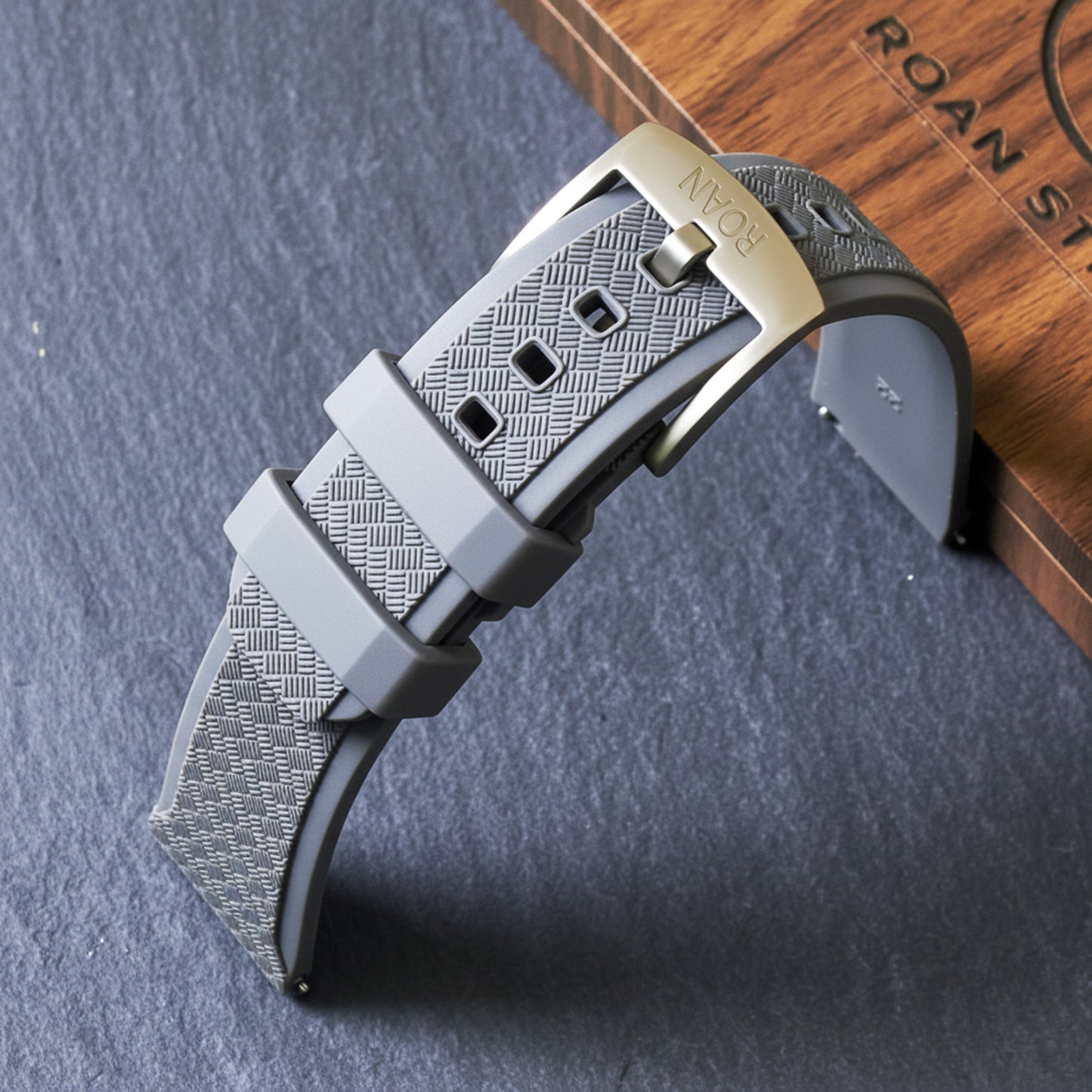ROANSTRAPS | "Obsidian Stealth" - Premium FKM Rubber Watch Strap, Solid Grade 5 Titanium Buckle (Custom Engraving)