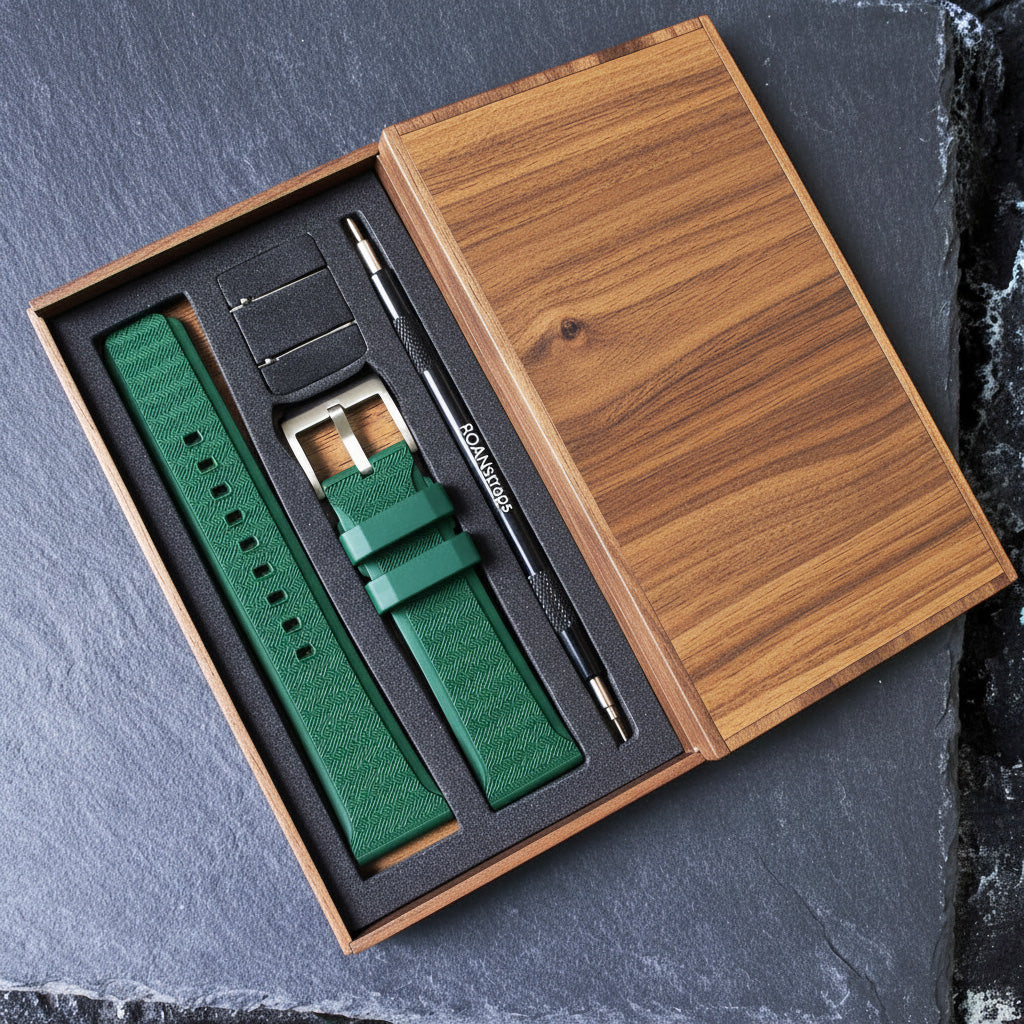 ROANSTRAPS | Forest Verdant Green FKM Rubber Strap - Aerospace-Grade Titanium Hardware & Bespoke Customization